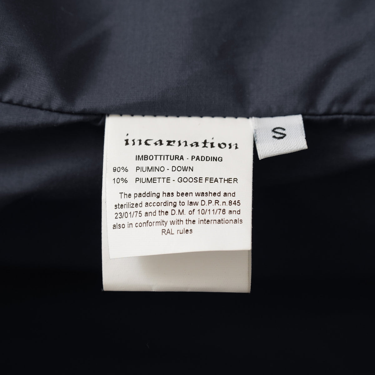 希少 incarnation インカネーション / 20AW 美品 Sheep Object Dyed / Hi Neck "LINED" Spiral Arm Leather Moto Down Jacket  シープレザー オーバーロック ダウン ジャケット / size S (BLACK) 123071-alm