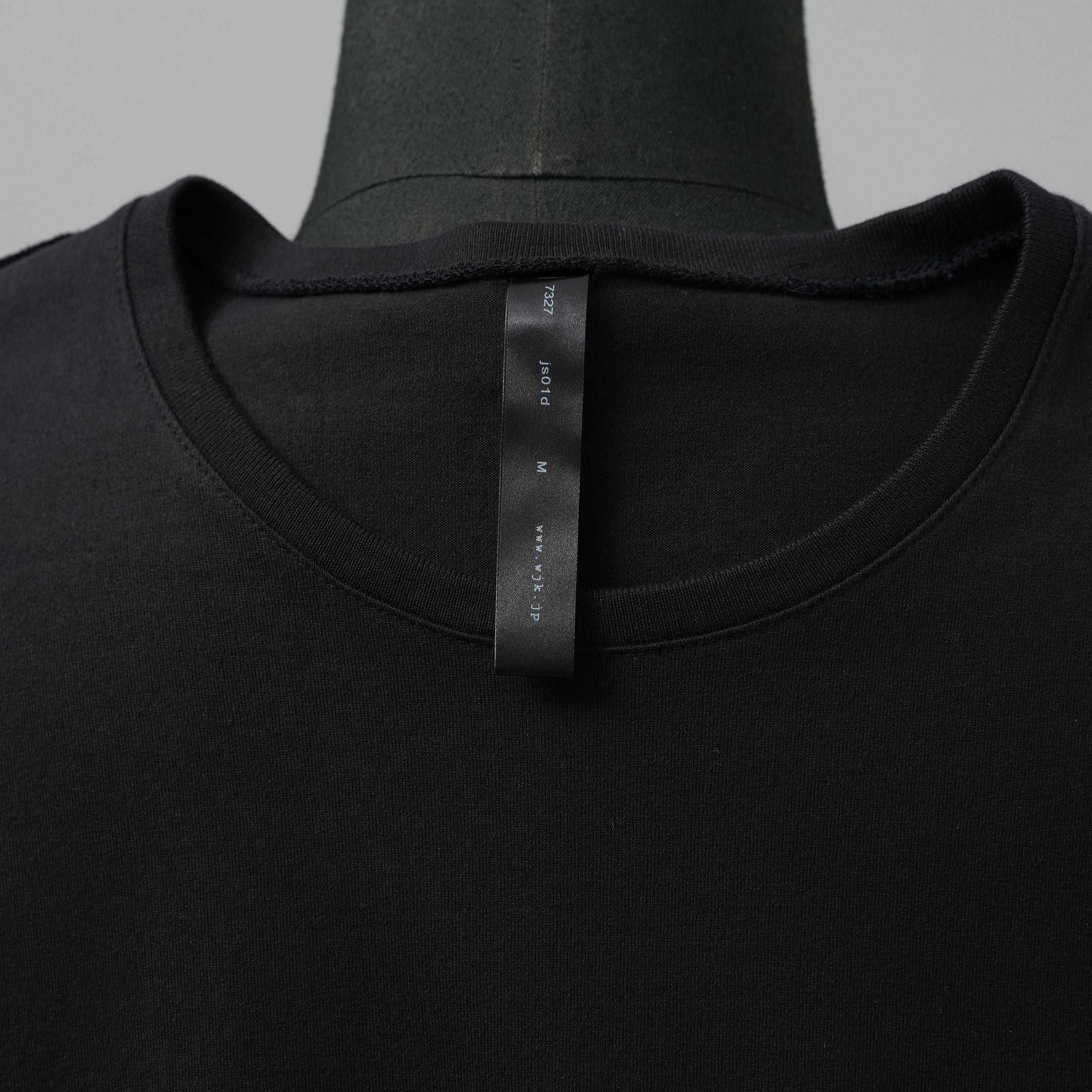 wjk ダヴルジェイケイ / 24 wide cut-off crew-neck S-S Tシャツ/ 7327 js01d / size M (BLACK)