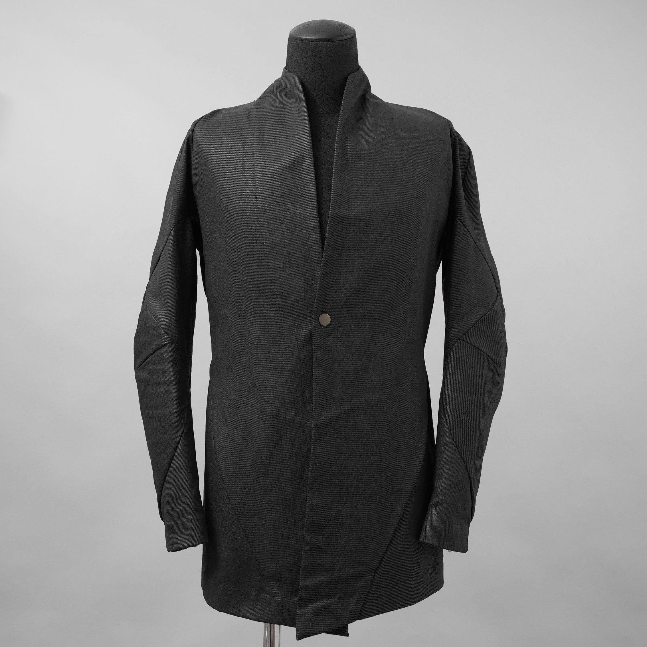 希少 LEON EMANUEL BLANCK レオン エマニュエル ブランク / 美品 FORCED SHORT BLAZER コーティング デニム ジャケット / size 46 (BLACK)
