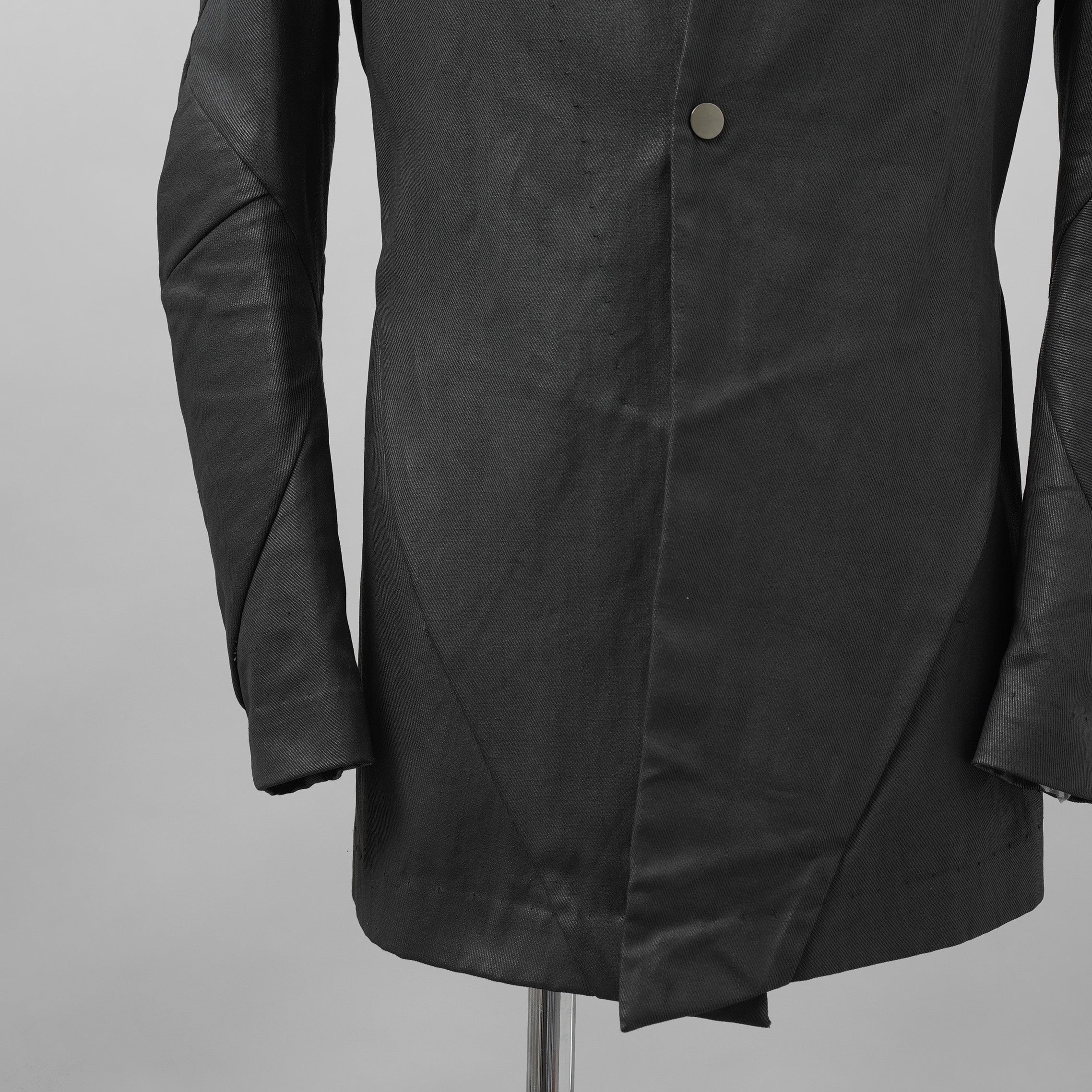 希少 LEON EMANUEL BLANCK レオン エマニュエル ブランク / 美品 FORCED SHORT BLAZER コーティング デニム ジャケット / size 46 (BLACK)