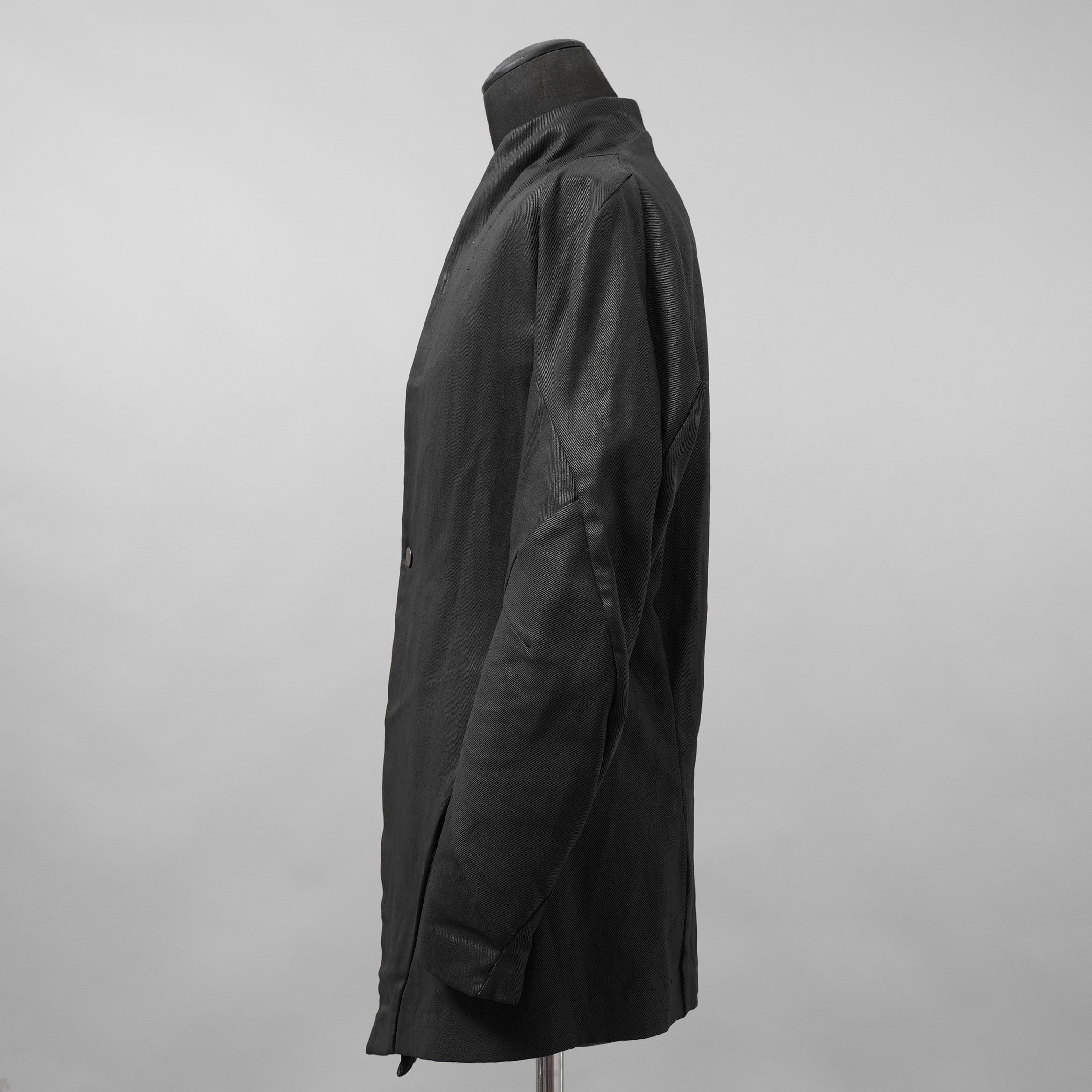 希少 LEON EMANUEL BLANCK レオン エマニュエル ブランク / 美品 FORCED SHORT BLAZER コーティング デニム ジャケット / size 46 (BLACK)