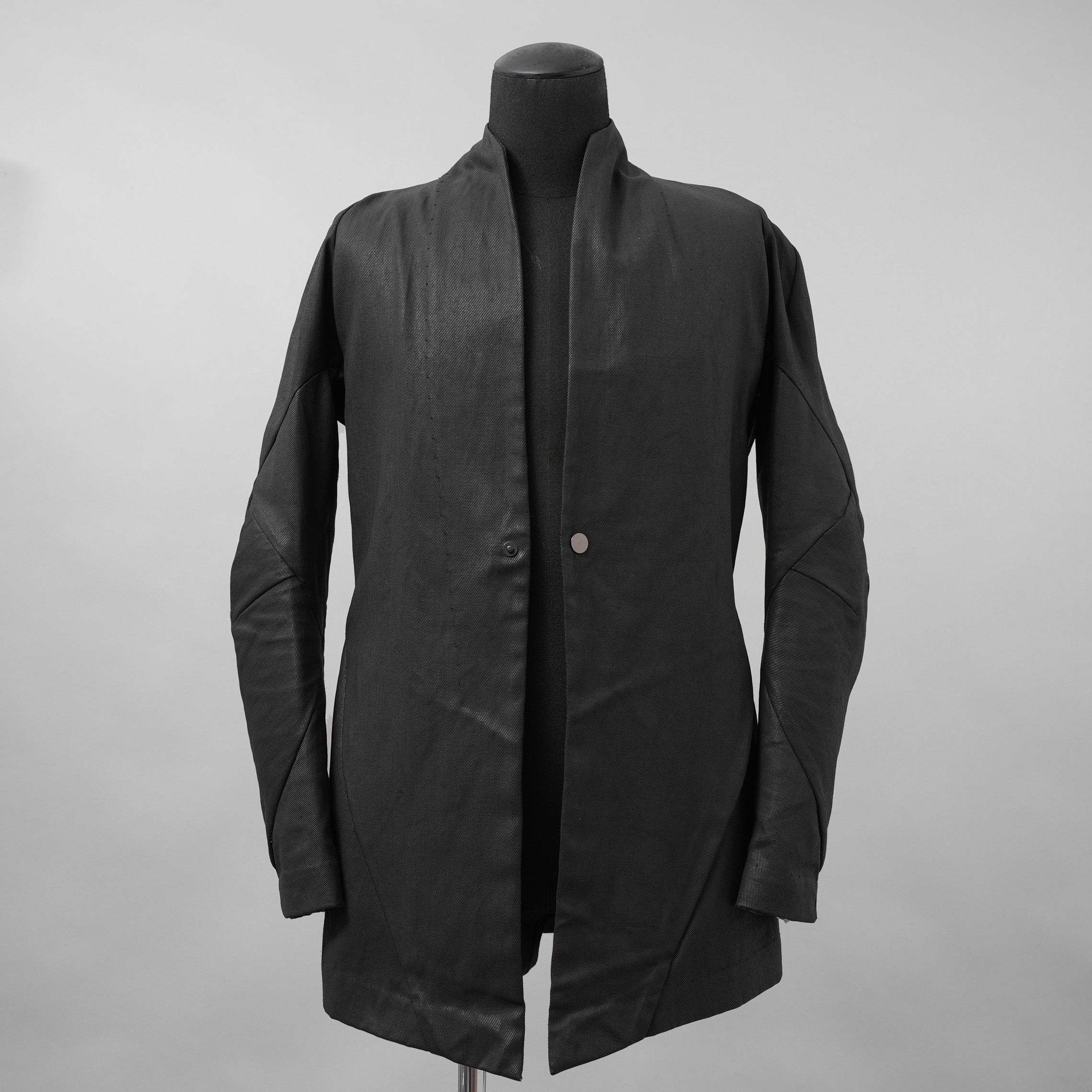 希少 LEON EMANUEL BLANCK レオン エマニュエル ブランク / 美品 FORCED SHORT BLAZER コーティング デニム ジャケット / size 46 (BLACK)