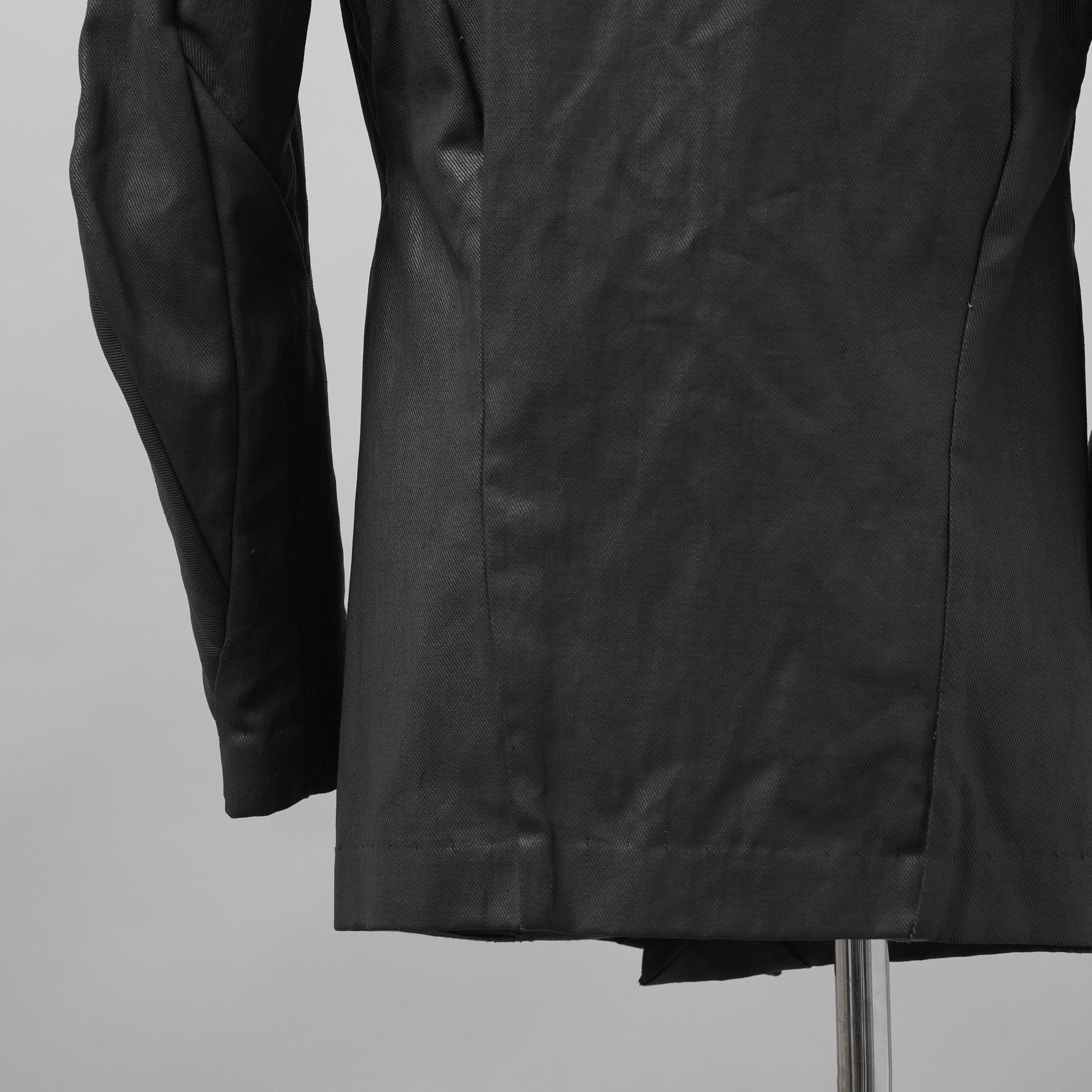 希少 LEON EMANUEL BLANCK レオン エマニュエル ブランク / 美品 FORCED SHORT BLAZER コーティング デニム ジャケット / size 46 (BLACK)