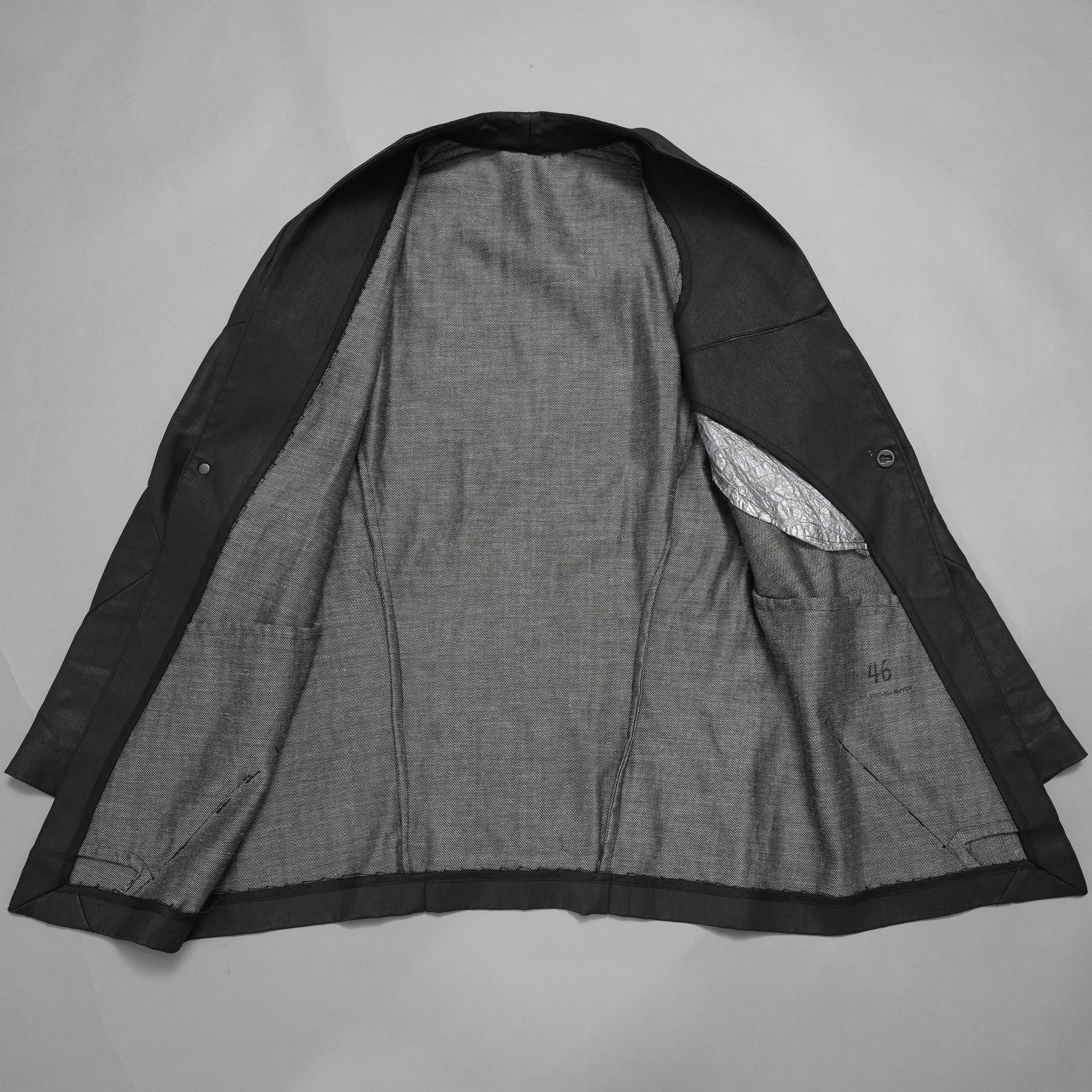 希少 LEON EMANUEL BLANCK レオン エマニュエル ブランク / 美品 FORCED SHORT BLAZER コーティング デニム ジャケット / size 46 (BLACK)