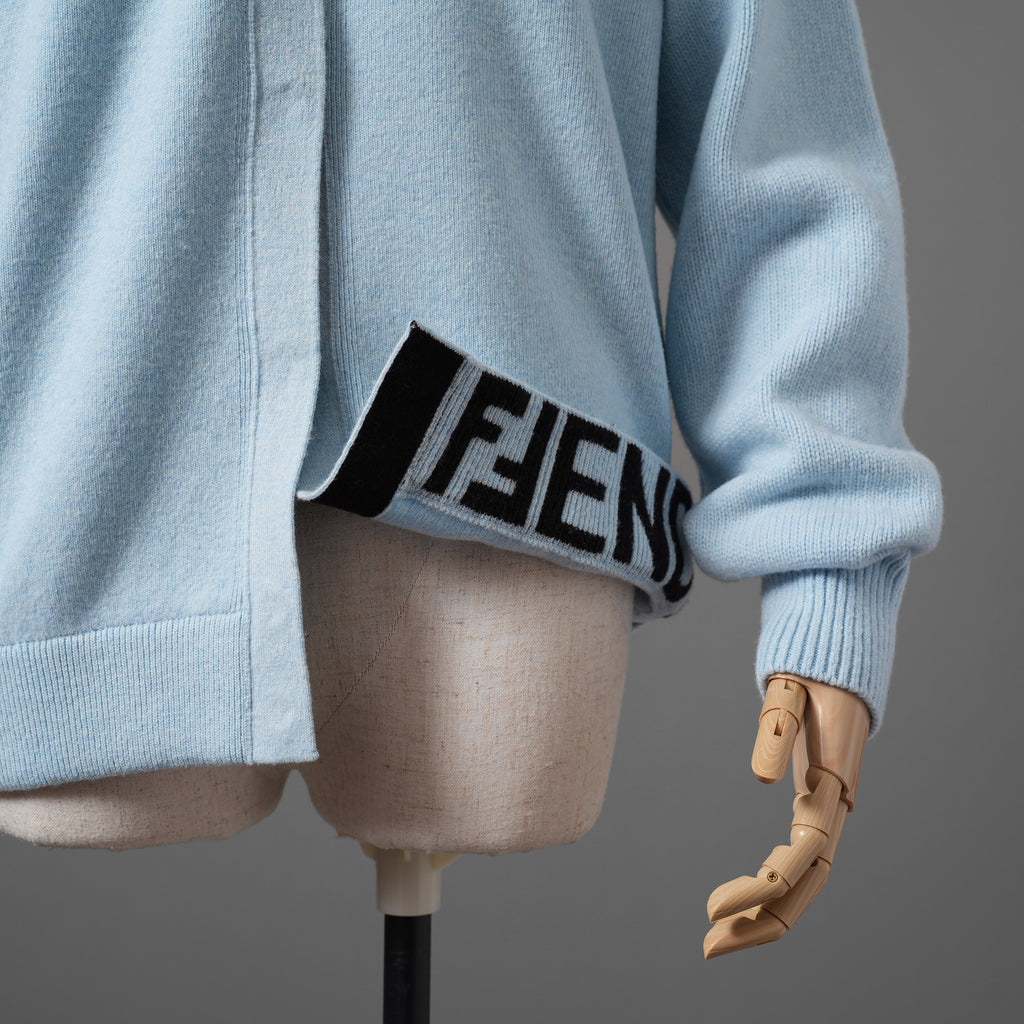 FENDI フェンディ/23AW 美品 アシンメトリー カシミヤカーディガン / FZC971 ANJJ /size 40 (LIGHTBLUE)