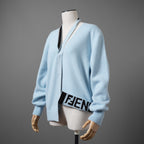 FENDI フェンディ/23AW 美品 アシンメトリー カシミヤカーディガン / FZC971 ANJJ /size 40 (LIGHTBLUE)
