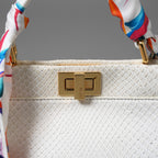 希少 FENDI フェンディ / ピーカーブー ミニ パイソン バッグ / 蛇革 スカーフ付き / WHITE /2WAY  ハンドバッグ ショルダーバッグ