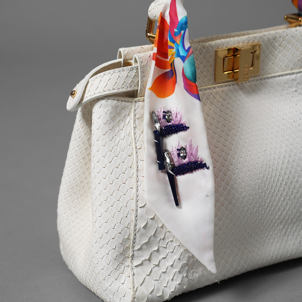 希少 FENDI フェンディ / ピーカーブー ミニ パイソン バッグ / 蛇革 スカーフ付き / WHITE /2WAY  ハンドバッグ ショルダーバッグ