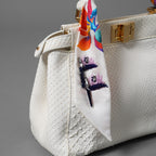 希少 FENDI フェンディ / ピーカーブー ミニ パイソン バッグ / 蛇革 スカーフ付き / WHITE /2WAY  ハンドバッグ ショルダーバッグ