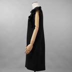 YOKO CHAN ヨーコチャン / 美品 24SS ラッフルスリーブパールスリットラインドレス ワンピース / YCD-124-913 / size 40 (BLACK) レディース
