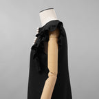 YOKO CHAN ヨーコチャン / 美品 24SS ラッフルスリーブパールスリットラインドレス ワンピース / YCD-124-913 / size 40 (BLACK) レディース
