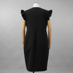 YOKO CHAN ヨーコチャン / 美品 24SS ラッフルスリーブパールスリットラインドレス ワンピース / YCD-124-913 / size 40 (BLACK) レディース