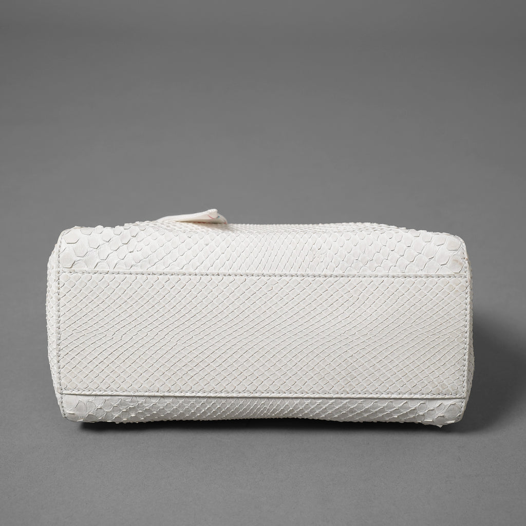 希少 FENDI フェンディ / ピーカーブー ミニ パイソン バッグ / 蛇革 スカーフ付き / WHITE /2WAY  ハンドバッグ ショルダーバッグ