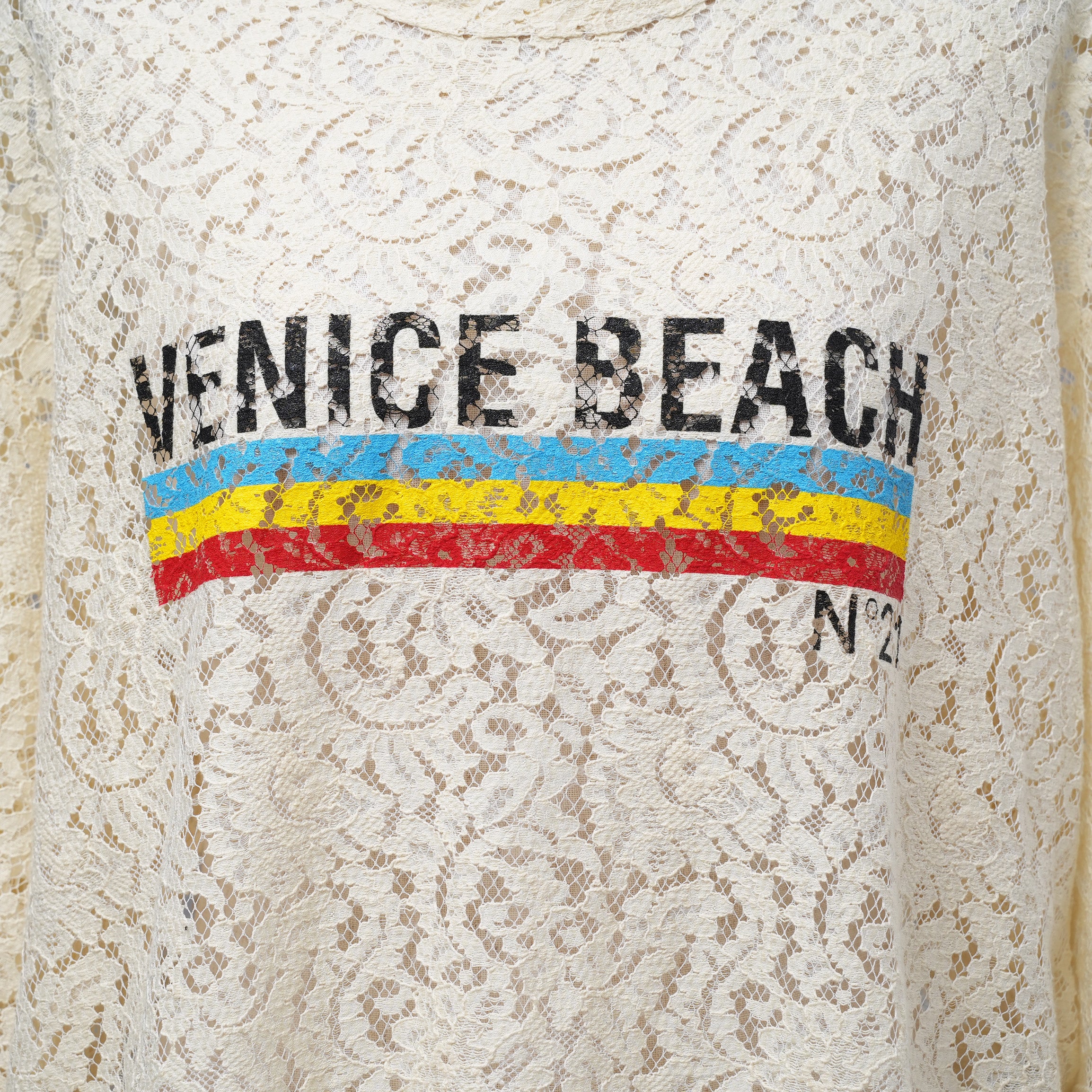 N°21 ヌメロヴェントゥーノ / 22SS プリントレースTシャツ / 22S-G141-4123 / size 40 (IVORY) レディース