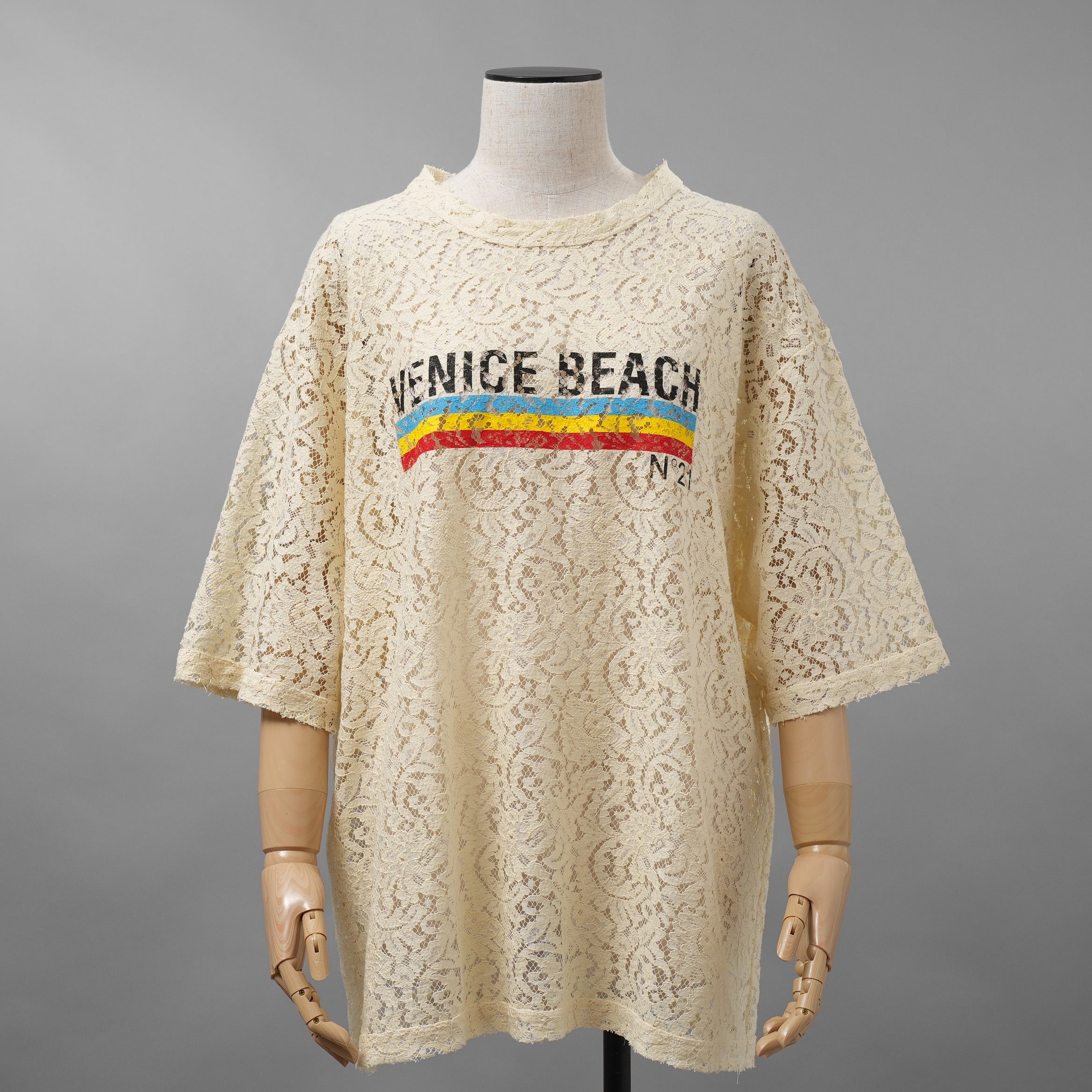 N°21 ヌメロヴェントゥーノ / 22SS プリントレースTシャツ / 22S-G141-4123 / size 40 (IVORY) レディース