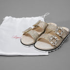 未使用 ROGER VIVIER ロジェヴィヴィエ / Slidy Viv' スライディーヴィヴ ツイード サンダル / size 36 (23cm) BEIGE レディース