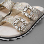 未使用 ROGER VIVIER ロジェヴィヴィエ / Slidy Viv' スライディーヴィヴ ツイード サンダル / size 36 (23cm) BEIGE レディース