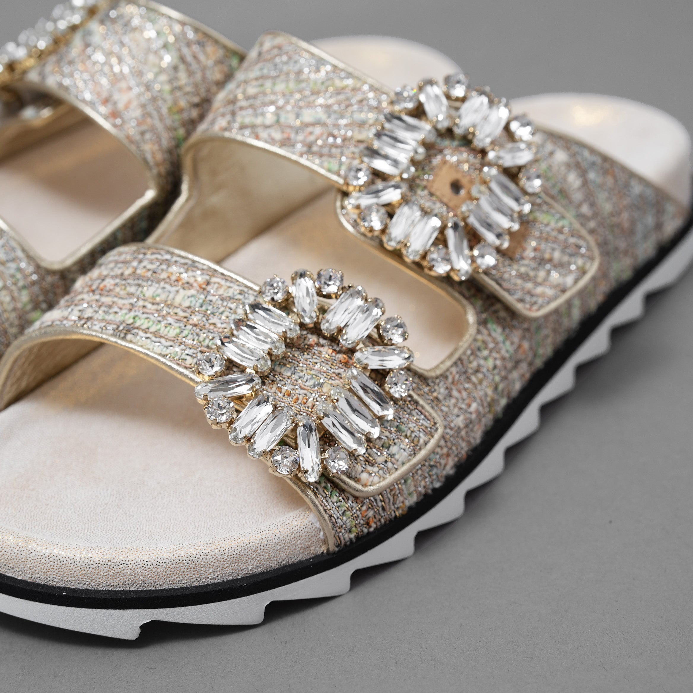 未使用 ROGER VIVIER ロジェヴィヴィエ / Slidy Viv' スライディーヴィヴ ツイード サンダル / size 36 (23cm) BEIGE レディース