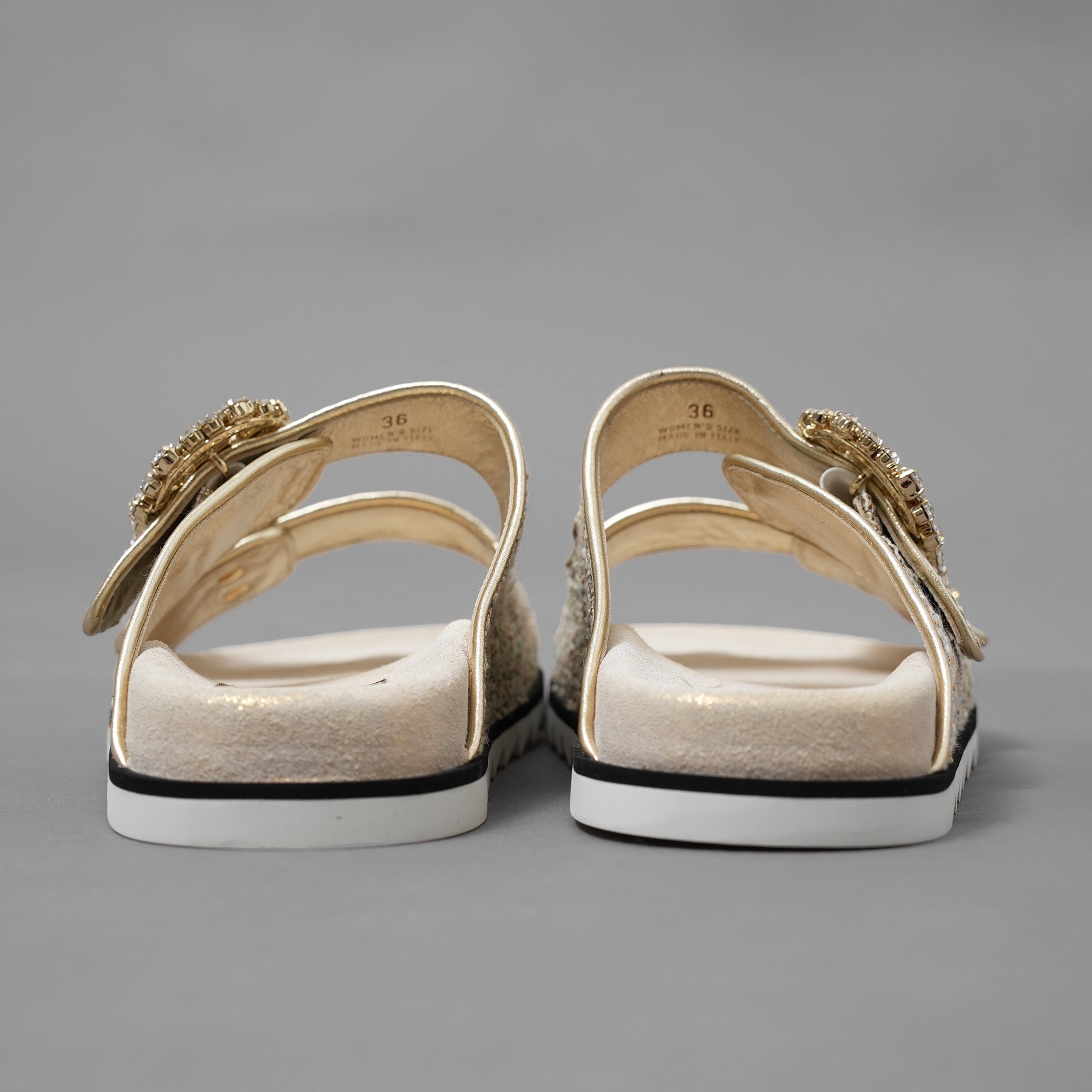 未使用 ROGER VIVIER ロジェヴィヴィエ / Slidy Viv' スライディーヴィヴ ツイード サンダル / size 36 (23cm) BEIGE レディース