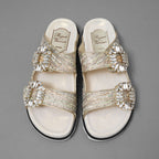 未使用 ROGER VIVIER ロジェヴィヴィエ / Slidy Viv' スライディーヴィヴ ツイード サンダル / size 36 (23cm) BEIGE レディース