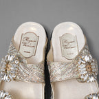 未使用 ROGER VIVIER ロジェヴィヴィエ / Slidy Viv' スライディーヴィヴ ツイード サンダル / size 36 (23cm) BEIGE レディース