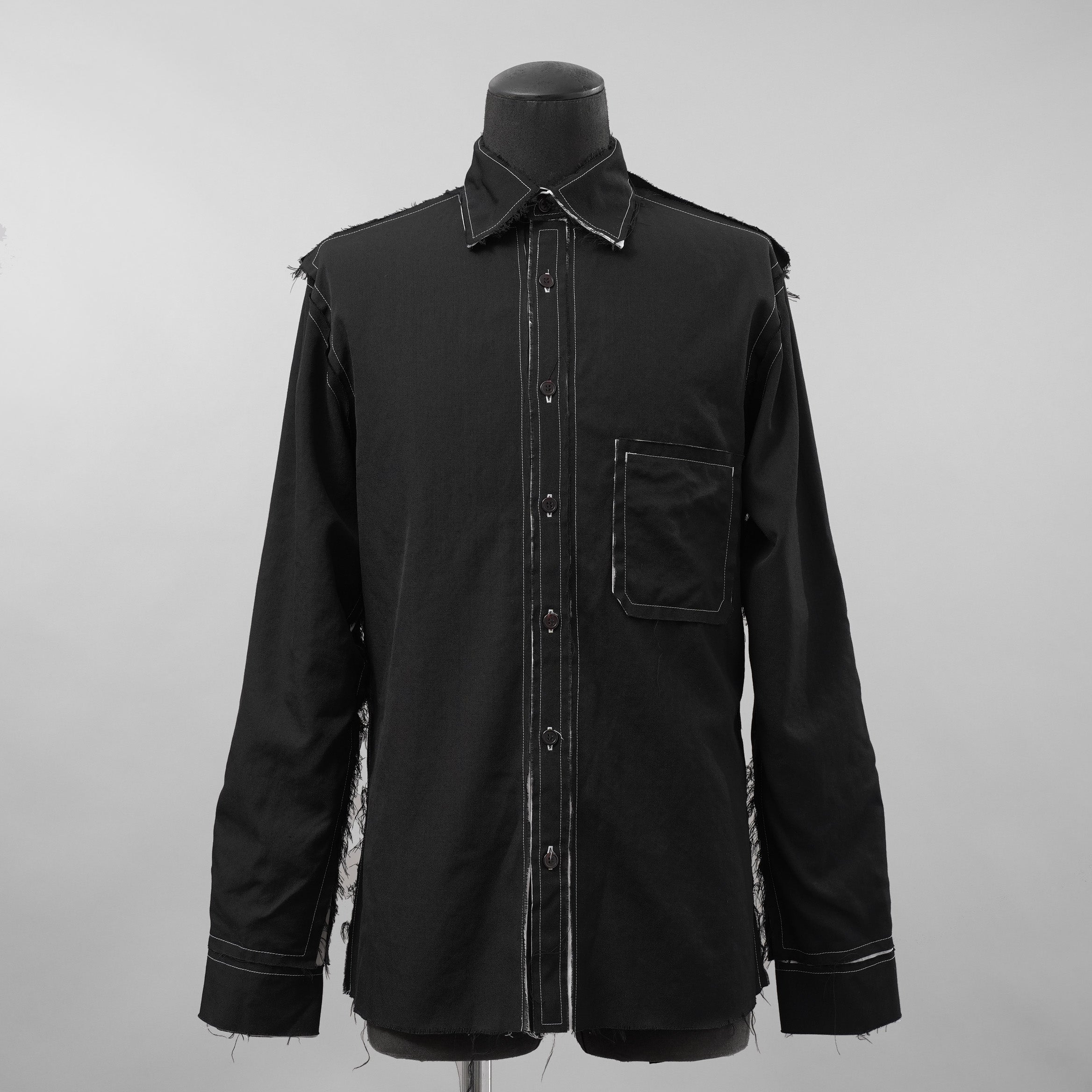 B Yohji Yamamoto ヨウジヤマモト / 18AW Cut Off Shirt カットオフシャツ 長袖シャツ / NV-B51-808 / size 3 (BLACK)