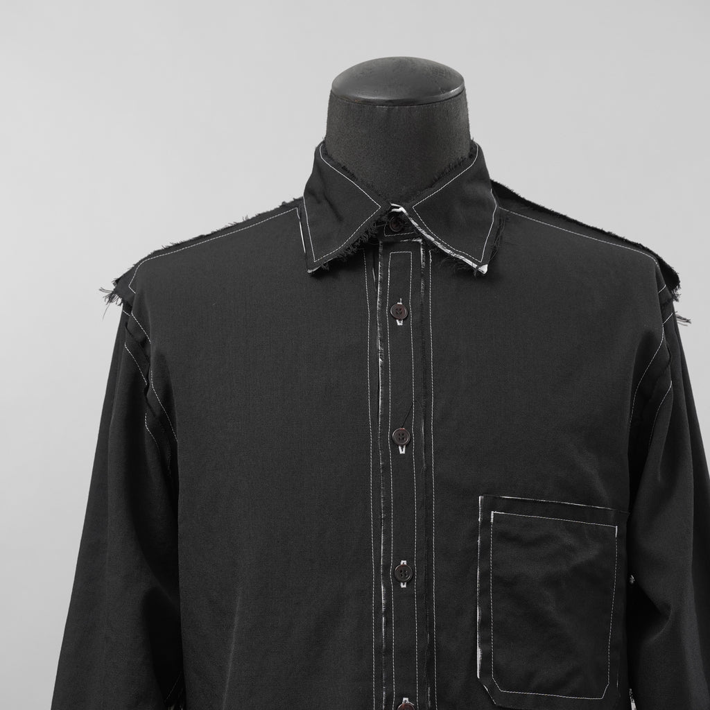B Yohji Yamamoto ヨウジヤマモト / 18AW Cut Off Shirt カットオフシャツ 長袖シャツ / NV-B51-808 / size 3 (BLACK)