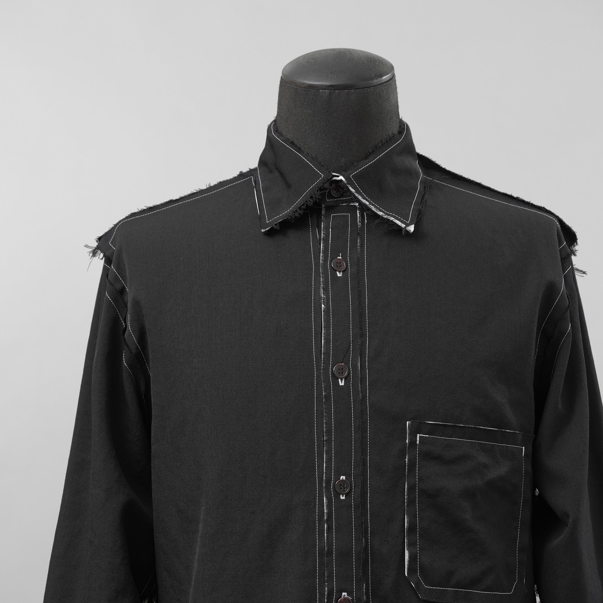 B Yohji Yamamoto ヨウジヤマモト / 18AW Cut Off Shirt カットオフシャツ 長袖シャツ / NV-B51-808 / size 3 (BLACK)