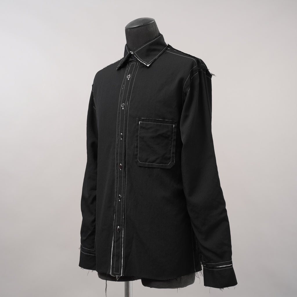 B Yohji Yamamoto ヨウジヤマモト / 18AW Cut Off Shirt カットオフシャツ 長袖シャツ / NV-B51-808 / size 3 (BLACK)