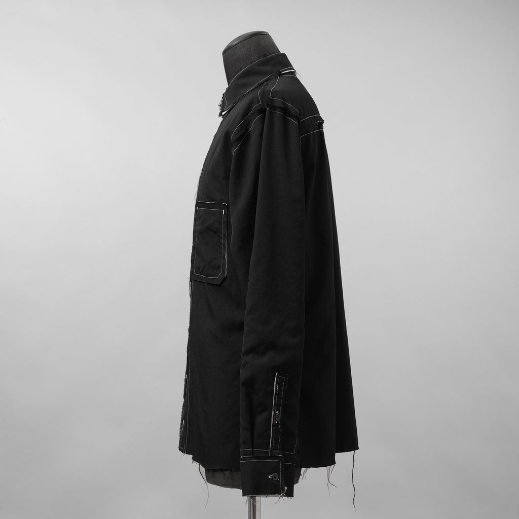 B Yohji Yamamoto ヨウジヤマモト / 18AW Cut Off Shirt カットオフシャツ 長袖シャツ / NV-B51-808 / size 3 (BLACK)