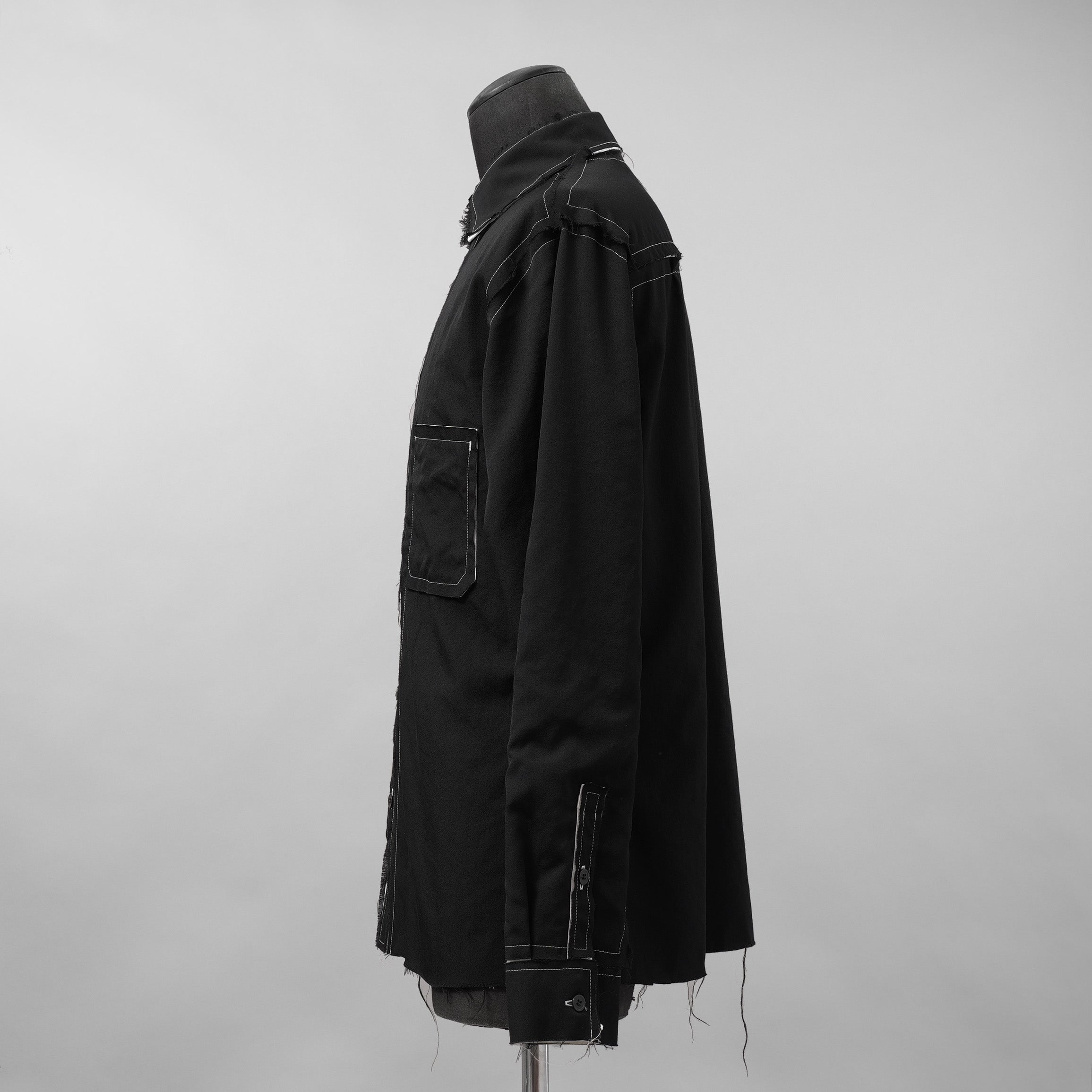 B Yohji Yamamoto ヨウジヤマモト / 18AW Cut Off Shirt カットオフシャツ 長袖シャツ / NV-B51-808 / size 3 (BLACK)
