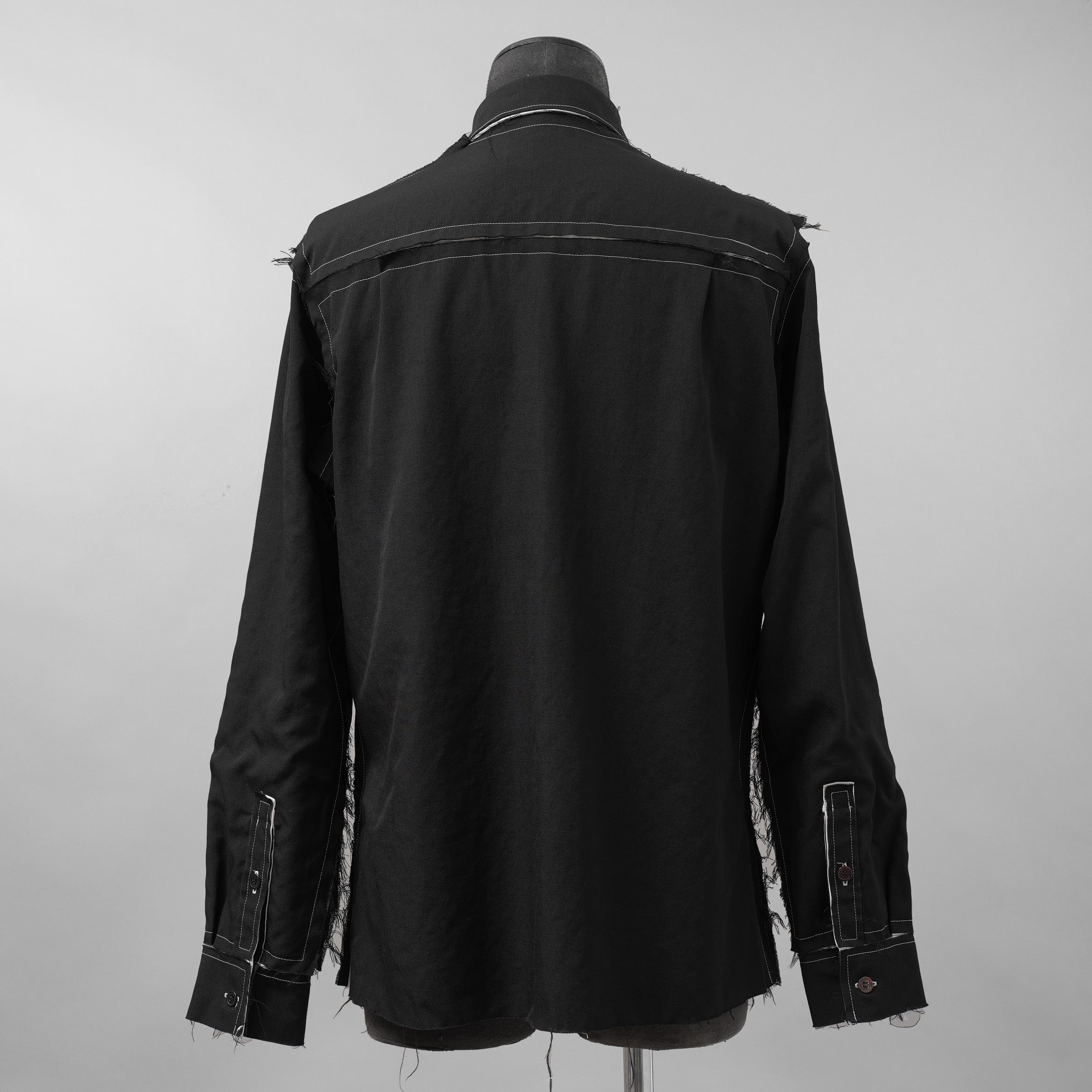 B Yohji Yamamoto ヨウジヤマモト / 18AW Cut Off Shirt カットオフシャツ 長袖シャツ / NV-B51-808 / size 3 (BLACK)