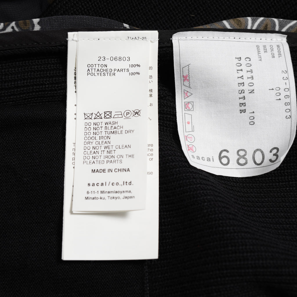 sacaiサカイ / 23SS 美品 Bandana Print Cardigan バンダナプリント コットン カーディガン / 23-06803 / size 1 (BLACK)