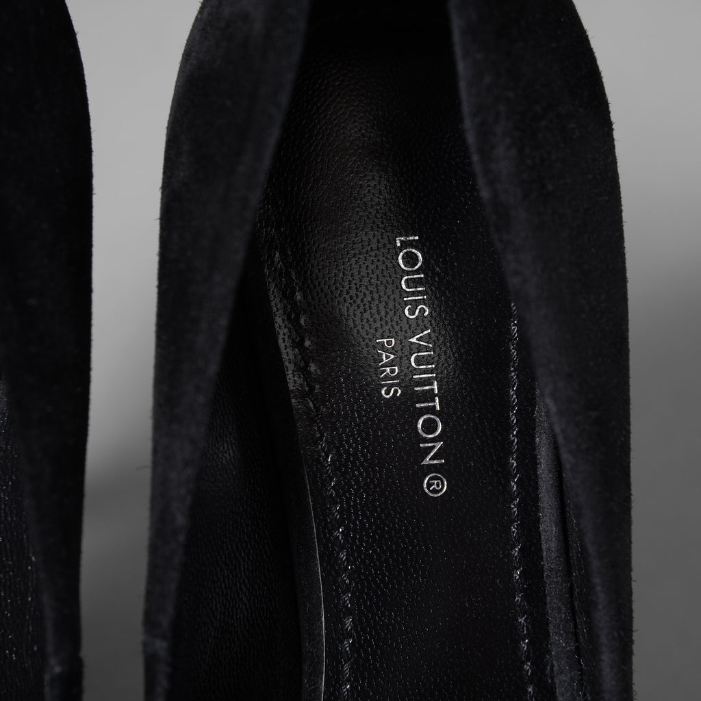 LOUIS VUITTON ルイヴィトン / 美品 アルティメート ライン / モノグラム ヒール パンプス スウェード / size 36 (23cm) BLACK ヒール シューズ