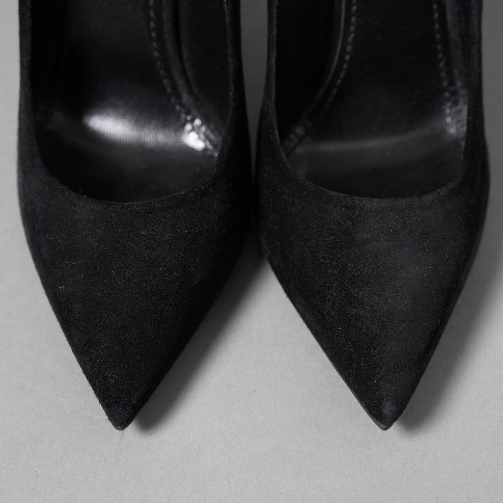 LOUIS VUITTON ルイヴィトン / 美品 アルティメート ライン / モノグラム ヒール パンプス スウェード / size 36 (23cm) BLACK ヒール シューズ