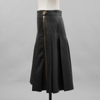 希少 LOUIS VUITTON ルイヴィトン / 美品 21AW ラムスキン アシンメトリー レザー プリーツ スカート / 1A91Y5 / size 38 (BLACK) レディース