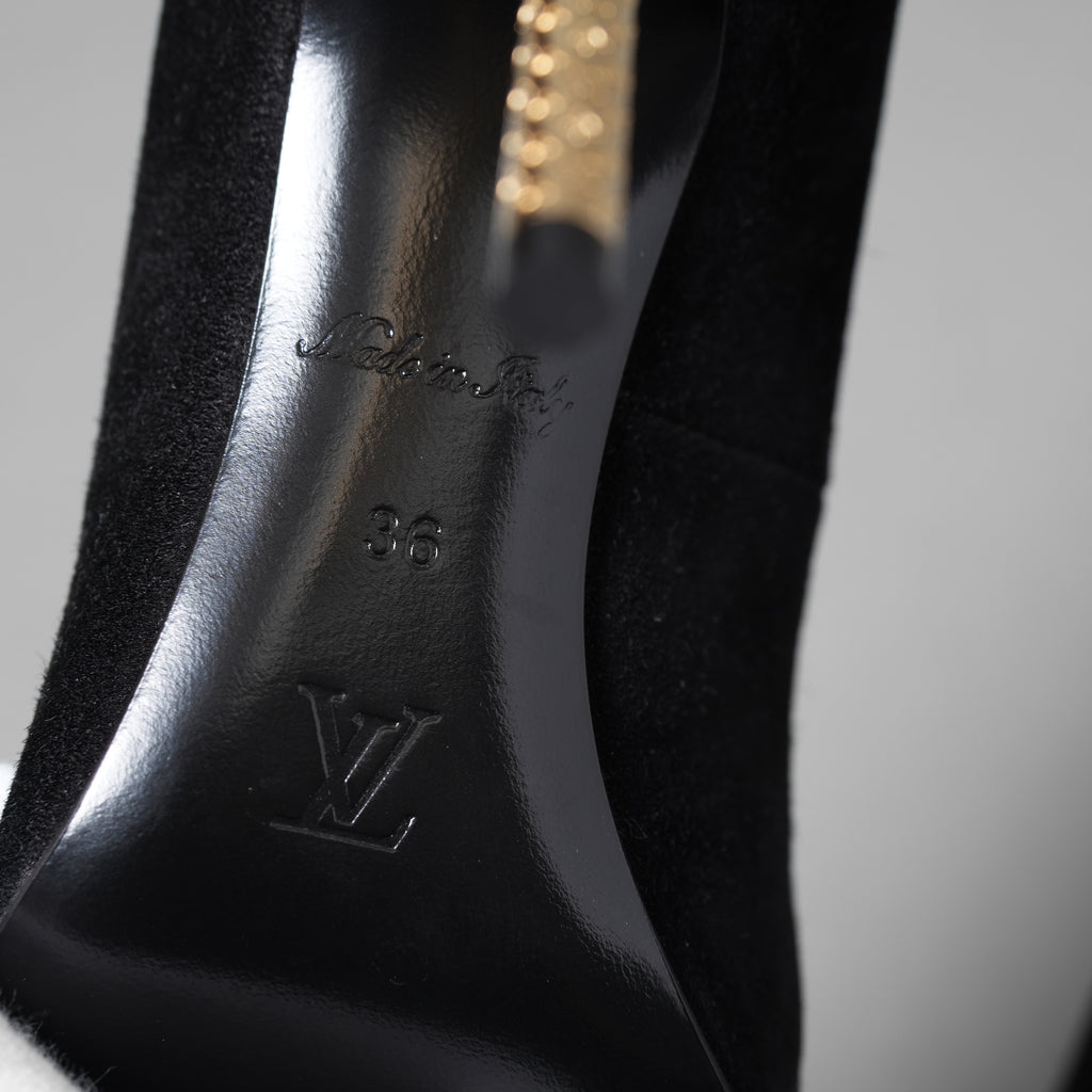 LOUIS VUITTON ルイヴィトン / 美品 アルティメート ライン / モノグラム ヒール パンプス スウェード / size 36 (23cm) BLACK ヒール シューズ