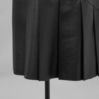 希少 LOUIS VUITTON ルイヴィトン / 美品 21AW ラムスキン アシンメトリー レザー プリーツ スカート / 1A91Y5 / size 38 (BLACK) レディース