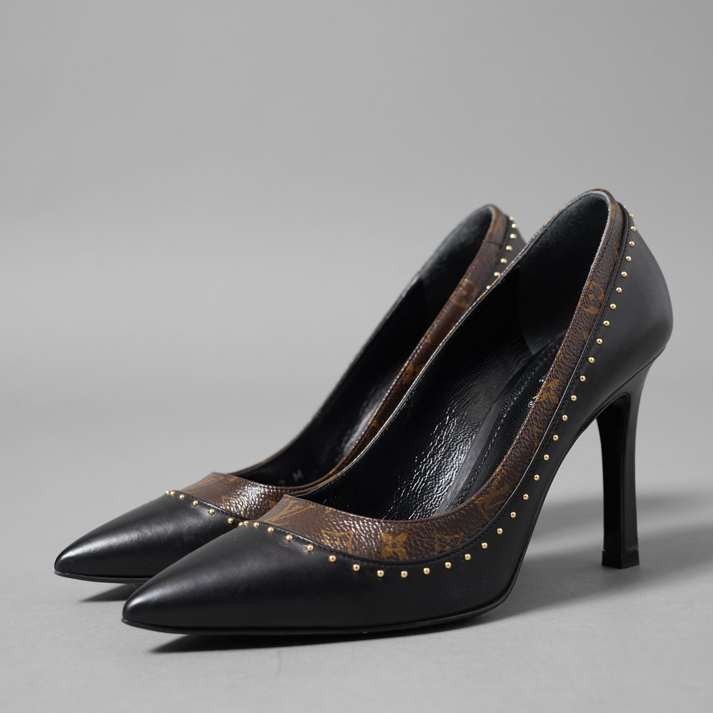 LOUIS VUITTON ルイヴィトン  / シェリー ライン パンプス Cherie pumps モノグラム / size 36 (23cm) BLACK x BROWN）