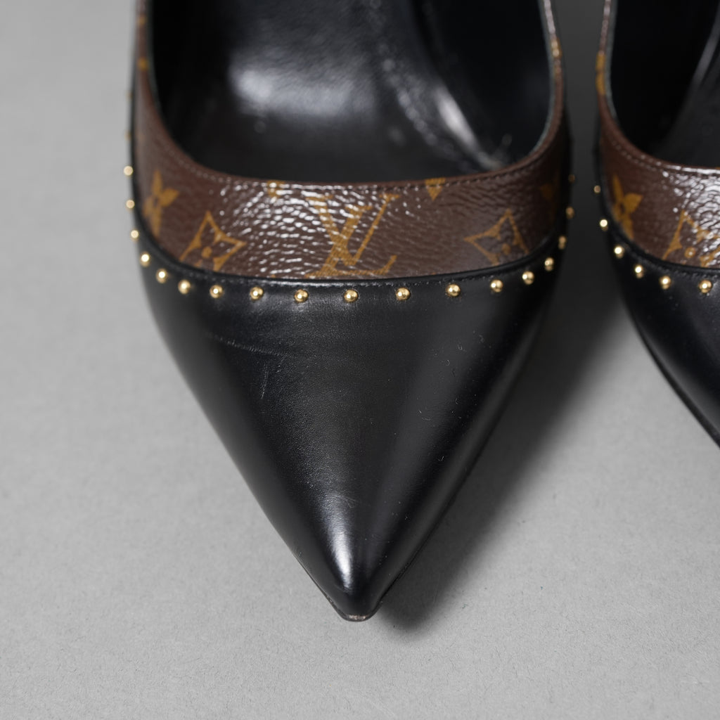LOUIS VUITTON ルイヴィトン  / シェリー ライン パンプス Cherie pumps モノグラム / size 36 (23cm) BLACK x BROWN）