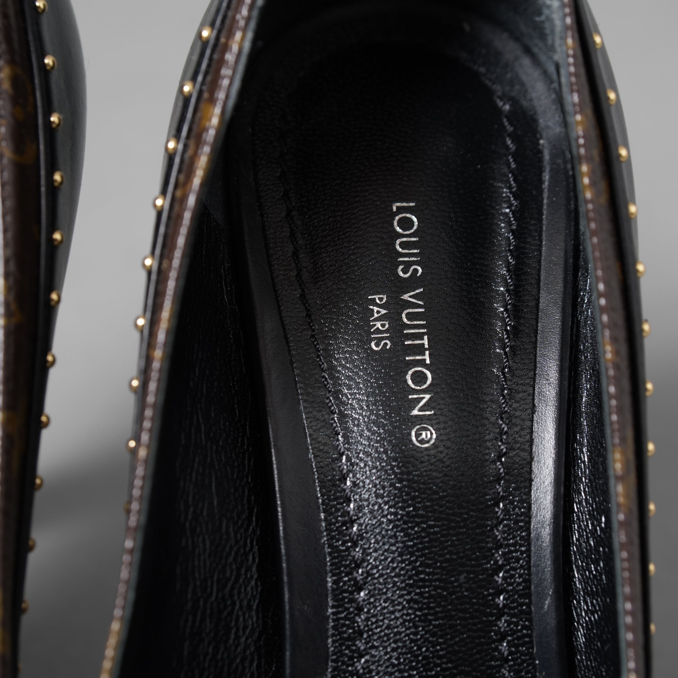 LOUIS VUITTON ルイヴィトン  / シェリー ライン パンプス Cherie pumps モノグラム / size 36 (23cm) BLACK x BROWN）