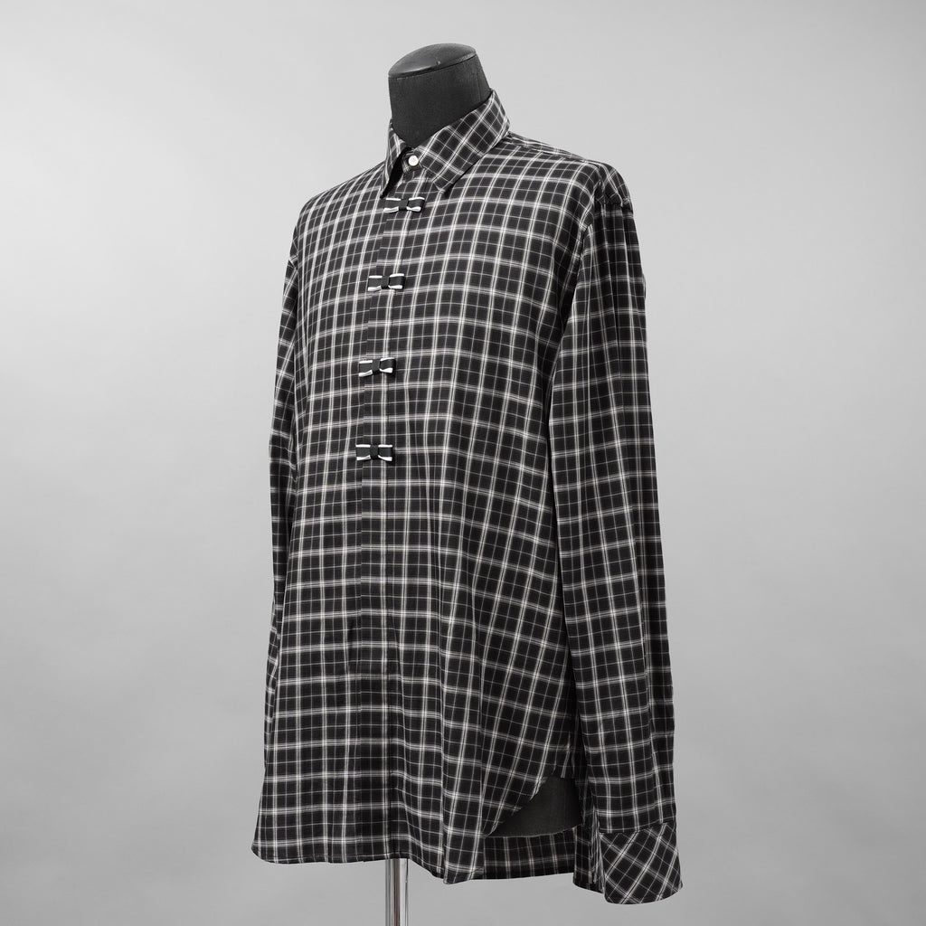 TAKAHIROMIYASHITATheSoloist. タカヒロミヤシタザソロイスト / 美品 25AW フライフロントリボンシャツ 長袖シャツ / 0013AW25 / size 46 (BLACK)