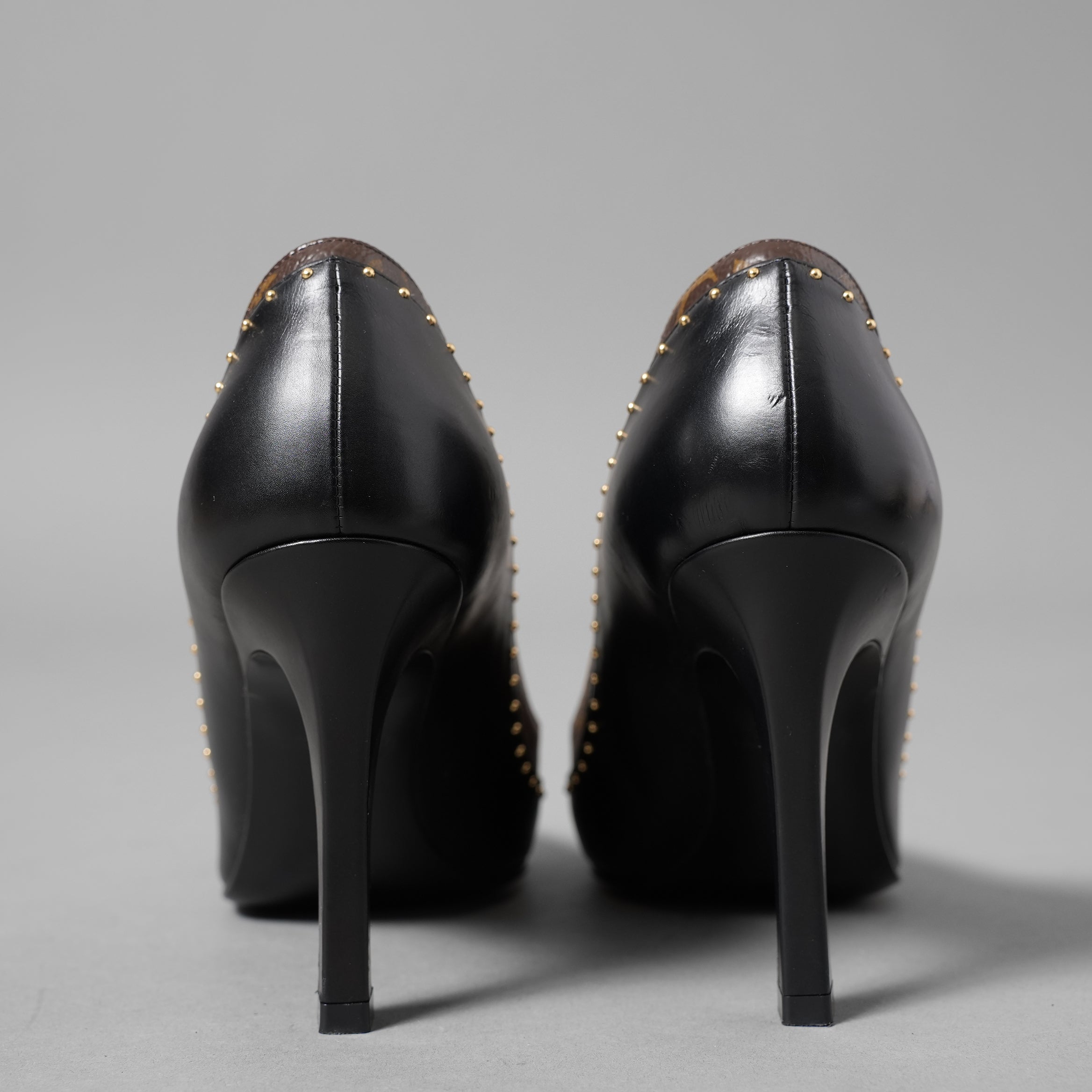 LOUIS VUITTON ルイヴィトン  / シェリー ライン パンプス Cherie pumps モノグラム / size 36 (23cm) BLACK x BROWN）