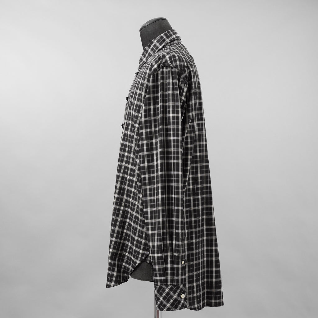 TAKAHIROMIYASHITATheSoloist. タカヒロミヤシタザソロイスト / 美品 25AW フライフロントリボンシャツ 長袖シャツ / 0013AW25 / size 46 (BLACK)