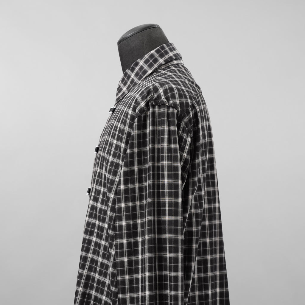 TAKAHIROMIYASHITATheSoloist. タカヒロミヤシタザソロイスト / 美品 25AW フライフロントリボンシャツ 長袖シャツ / 0013AW25 / size 46 (BLACK)