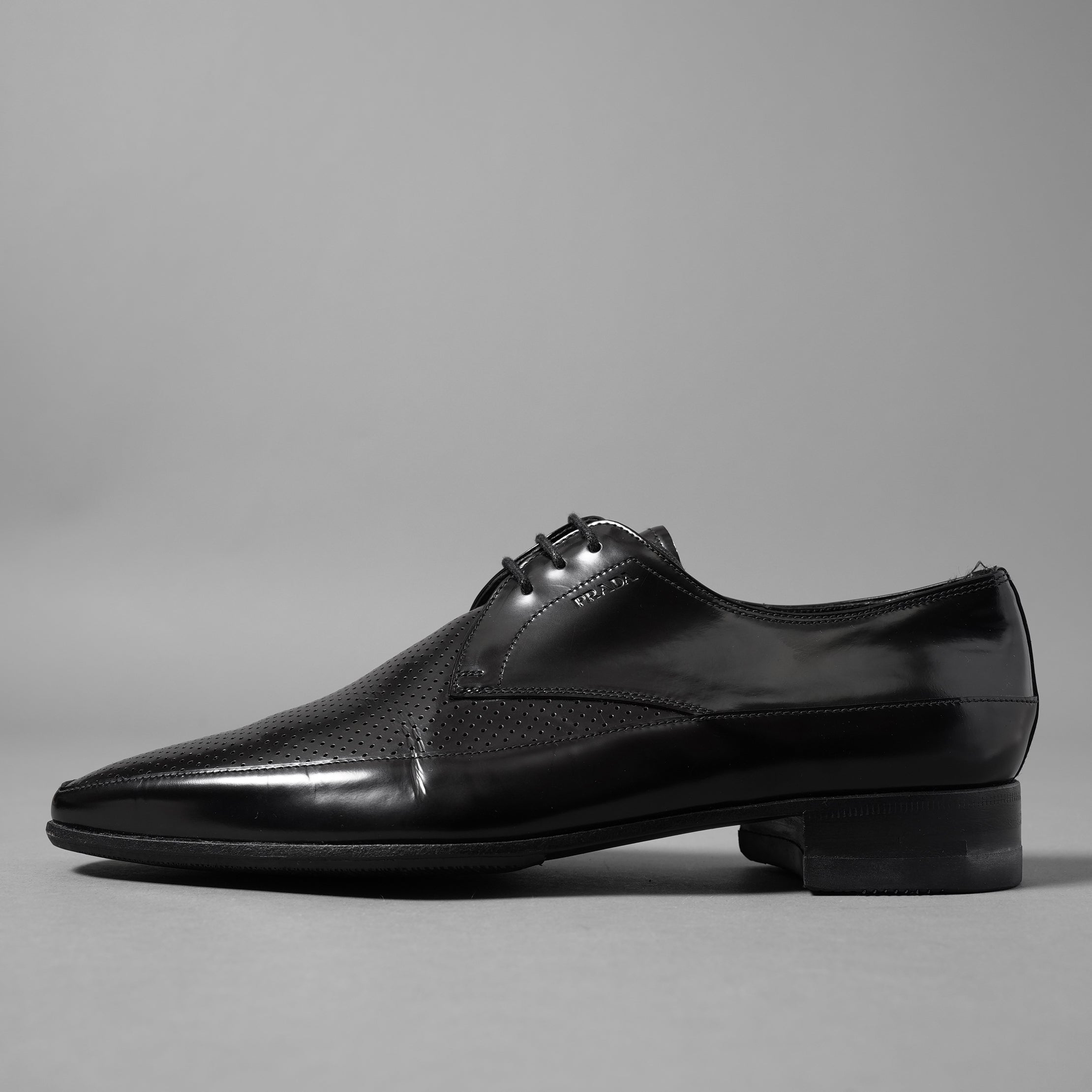 PRADA プラダ / パンチング レザー ダービーシューズ / size 6 (25cm) BLACK