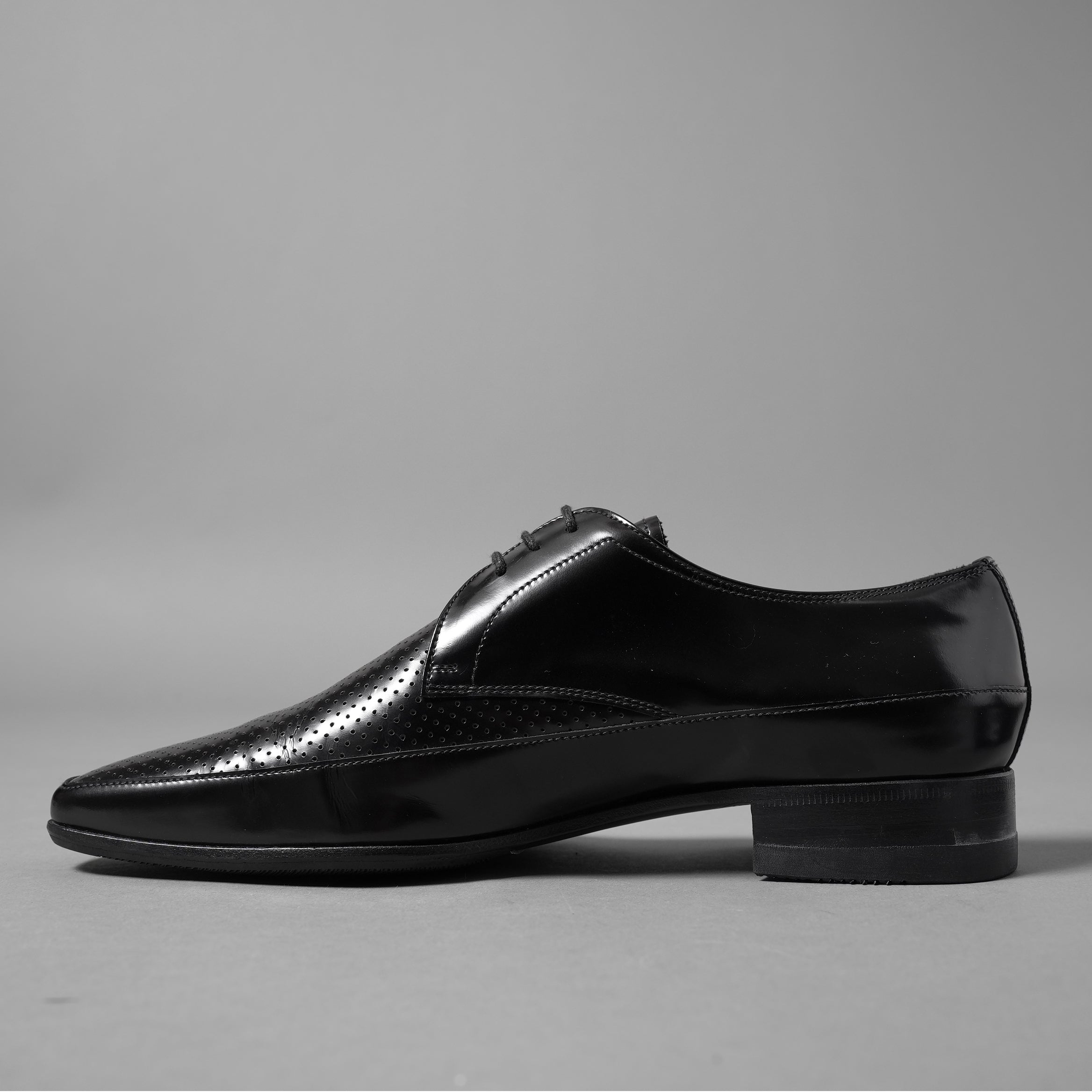 PRADA プラダ / パンチング レザー ダービーシューズ / size 6 (25cm) BLACK