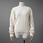 HERMES エルメス / 22AW 美品 Hアッシュ 長袖ニット / ウール ラウンジウェア ヴォヤージュ / 2H2630DA / size38 (WHITE)