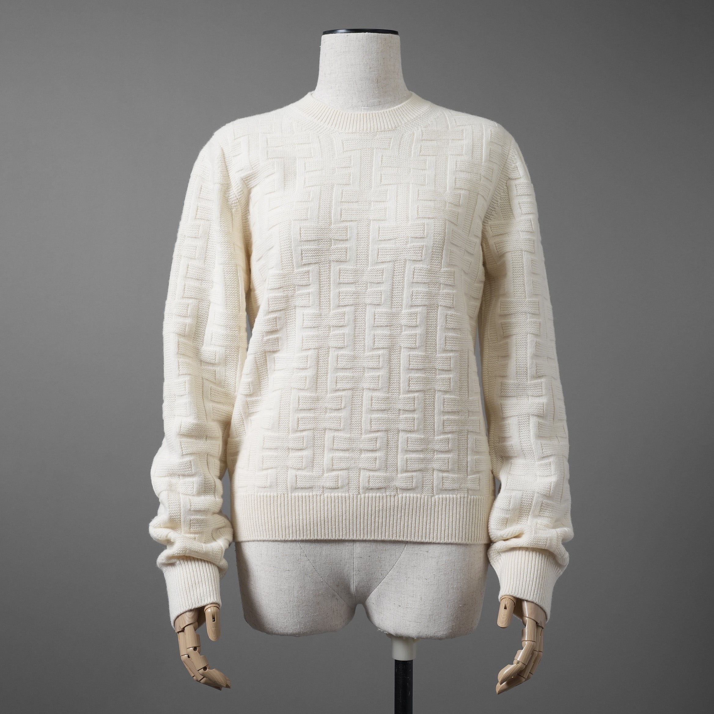 HERMES エルメス / 22AW 美品 Hアッシュ 長袖ニット / ウール ラウンジウェア ヴォヤージュ / 2H2630DA / size38 (WHITE)