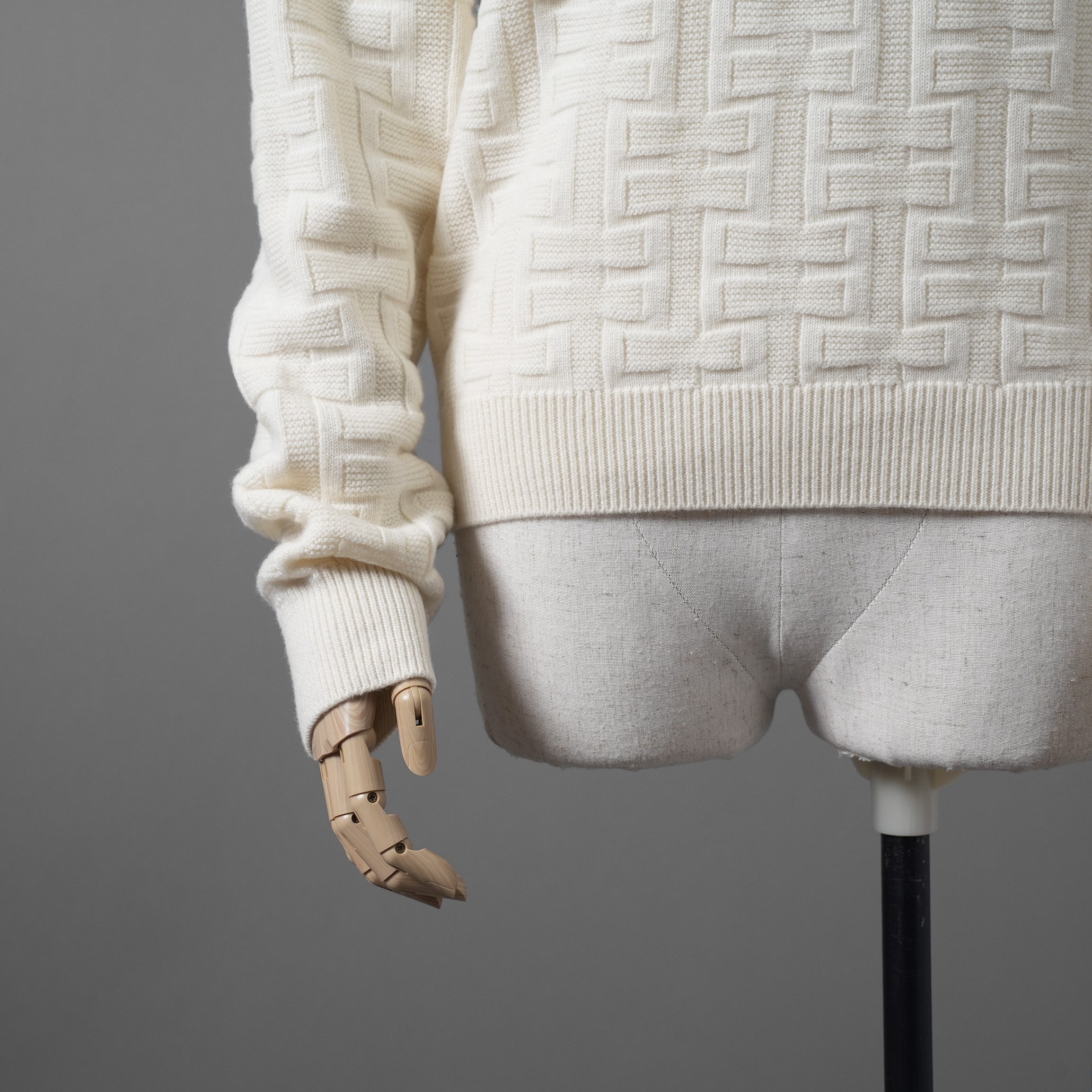 HERMES エルメス / 22AW 美品 Hアッシュ 長袖ニット / ウール ラウンジウェア ヴォヤージュ / 2H2630DA / size38 (WHITE)